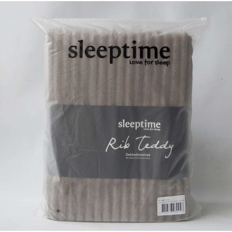 Sengetøj Rib Teddy Taupe med fløjs struktur af imiteret pels