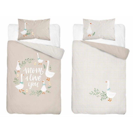 Junior Bambus sengetøj Geese, 90x120 og 100x135 cm fra MyTrendyHome.dk