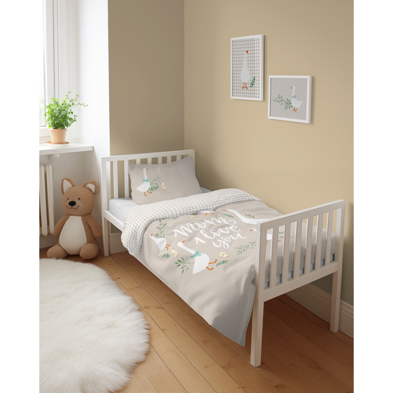 Junior Bambus sengetøj Geese, 90x120 og 100x135 cm fra MyTrendyHome.dk