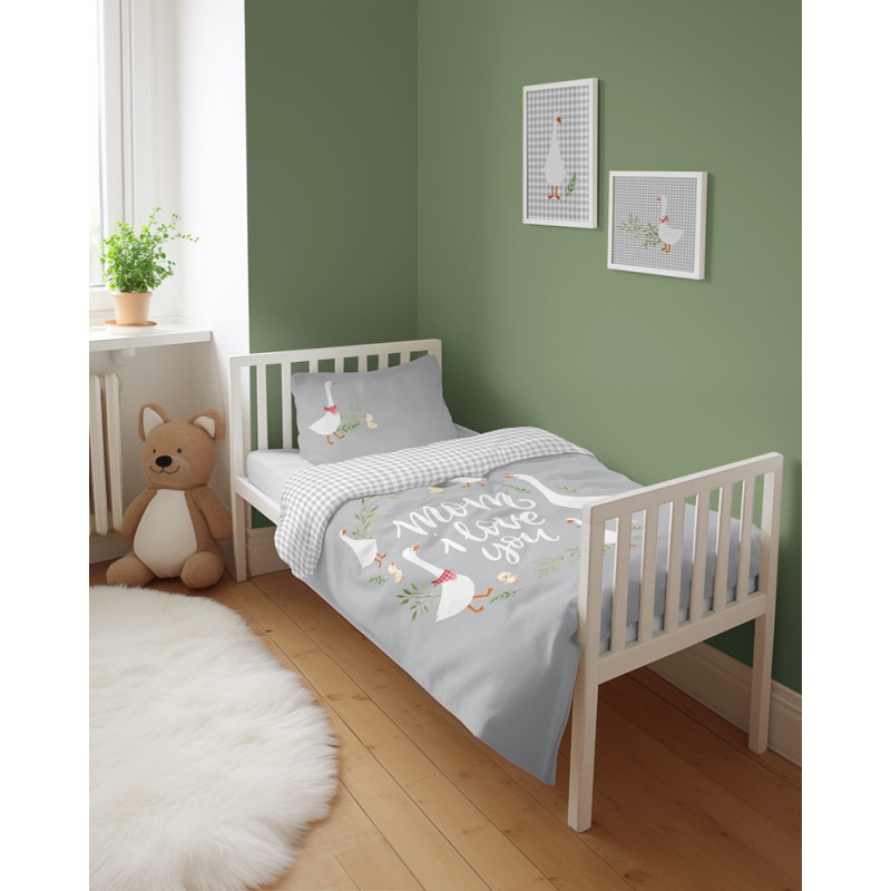 Junior Bambus sengetøj Geese, 90x120 og 100x135 cm fra MyTrendyHome.dk