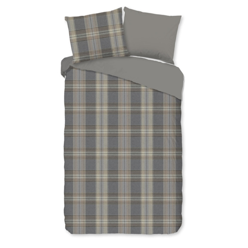 Sengesæt Jacoba for voksne og børne med et elegant tartanmønster, enkelt, dobbeltdyne, king size, 100% bomuld