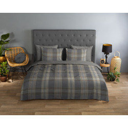 Sengesæt Jacoba for voksne og børne med et elegant tartanmønster, enkelt, dobbeltdyne, king size, 100% bomuld
