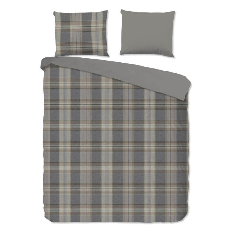 Sengesæt Jacoba for voksne og børne med et elegant tartanmønster, enkelt, dobbeltdyne, king size, 100% bomuld