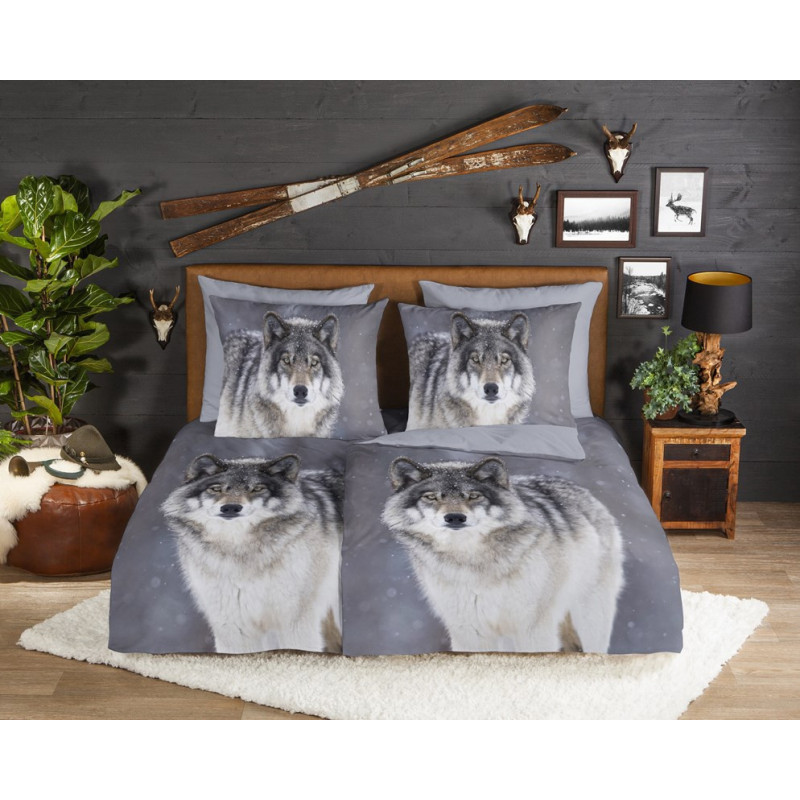 Flonel sengesæt Wolfie med wolfs i 100% bomuld fra MyTrendyHome.dk