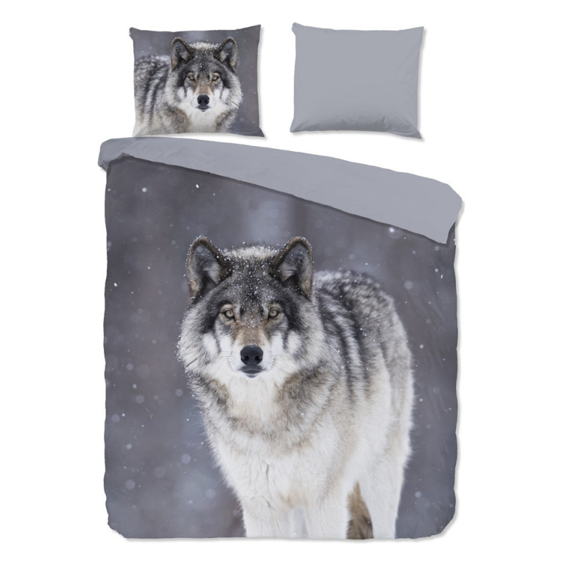Flonel sengesæt Wolfie med wolfs i 100% bomuld fra MyTrendyHome.dk