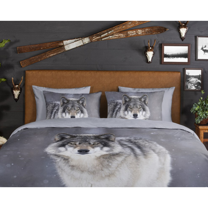 Flonel sengesæt Wolfie med wolfs i 100% bomuld fra MyTrendyHome.dk