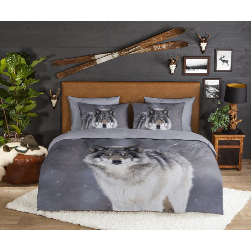 Flonel sengesæt Wolfie med wolfs i 100% bomuld fra MyTrendyHome.dk