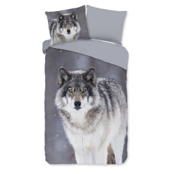 Flonel sengesæt Wolfie med wolfs i 100% bomuld fra MyTrendyHome.dk