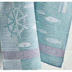Jacquard Viskestykke Nautica i 50% bomuld/50% hør fra MyTrendyHome.dk