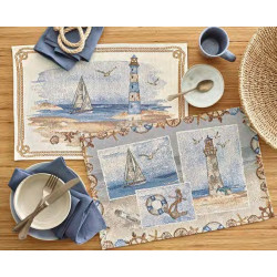 Gobelin Dækkeservietter Lighthouse med marine tema fra MyTrendyHome.dk
