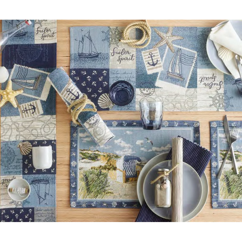 Gobelin Dækkeservietter Sailor patch med marine tema fra MyTrendyHome.dk