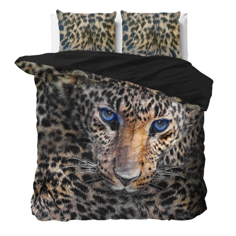 Sengesæt Cheetah, Taupe i 100% bomuld med leopard på fra MyTrendyHome