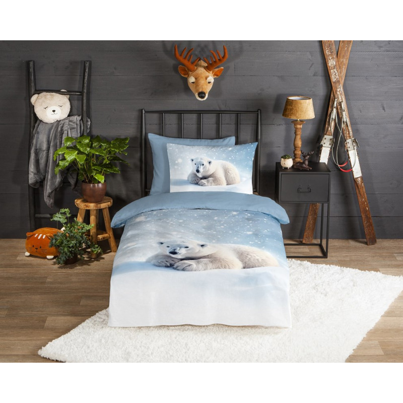 Flonel sengetøj Esben med Isbjørnemotiv fra MyTrendyHome.dk