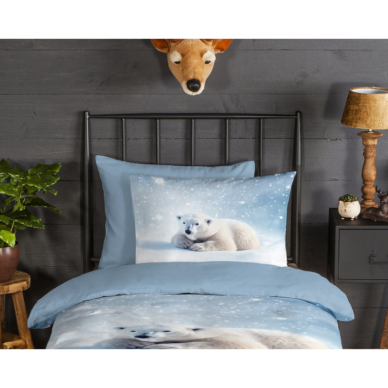 Flonel sengetøj Esben med Isbjørnemotiv fra MyTrendyHome.dk