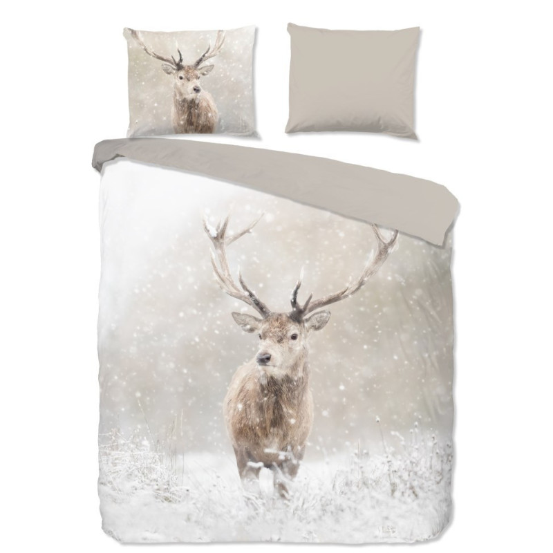Flonel sengesæt Snowydeer med hjorte 100% bomuld - MyTrendyHome.dk