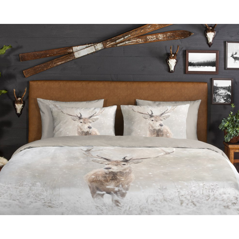 Flonel sengesæt Snowydeer med hjorte 100% bomuld - MyTrendyHome.dk