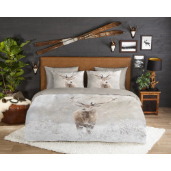 Flonel sengesæt Snowydeer med hjorte 100% bomuld - MyTrendyHome.dk