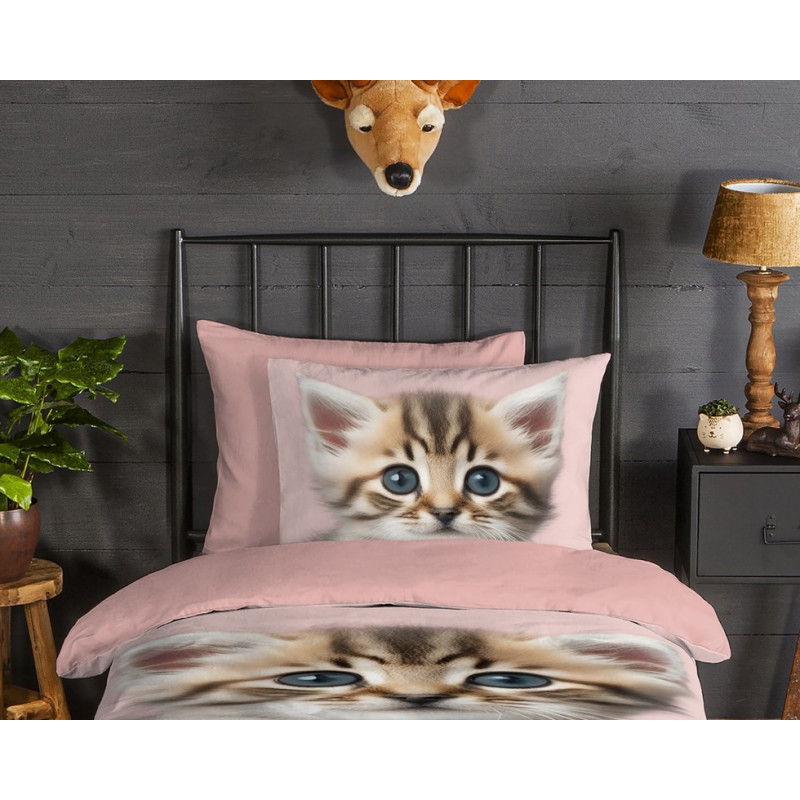 Flonel sengesæt Meow med lille katte fra MyTrendyHome.dk