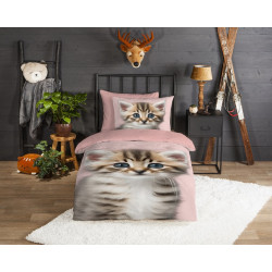 Flonel sengesæt Meow med lille katte fra MyTrendyHome.dk