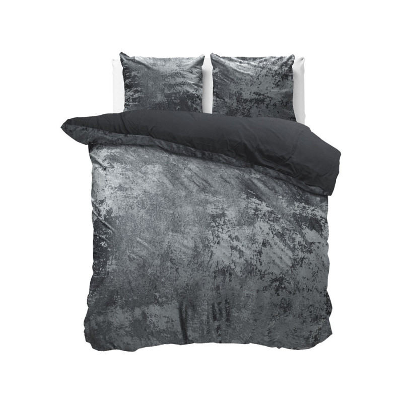 Krøllet fløjl sengesæt Vulkansk antracit i 100% bomuld fra MyTrendyHome.dk