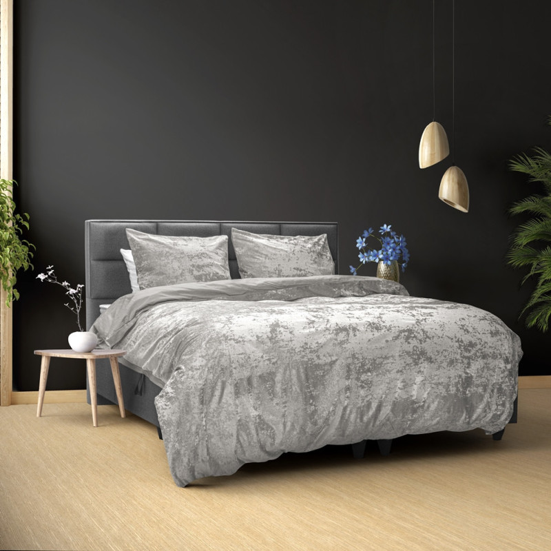 Krøllet fløjl sengesæt Metallisk Sølv, 100% bomuld fra MyTrendyHome.dk