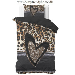 Sengesæt Panther Love Heart Brun i 100% bomuld fra MyTrendyHome.dk