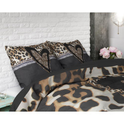 Sengesæt Panther Love Heart Brun i 100% bomuld fra MyTrendyHome.dk