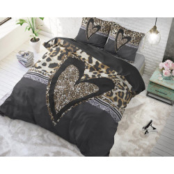 Sengesæt Panther Love Heart Brun i 100% bomuld fra MyTrendyHome.dk