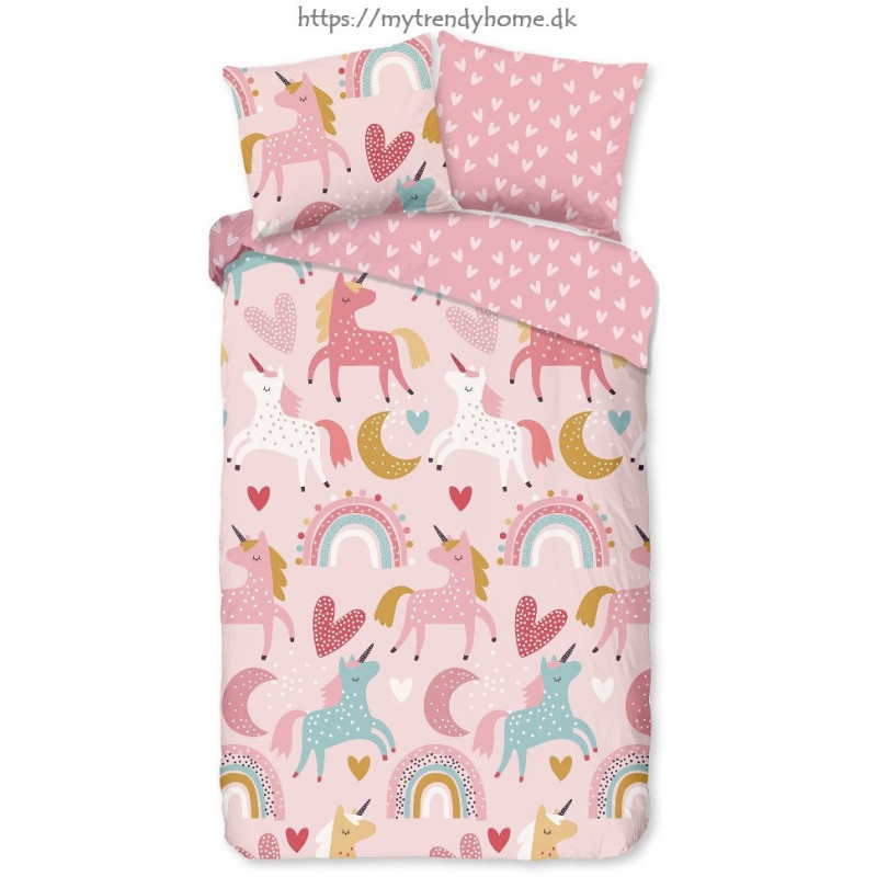 Flonel Sengetøj Unicorn Pink med Enhjørnet fra MyTrendyHome.dk