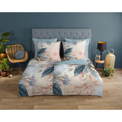Bomuld Sengesæt Diore blue med multifarver fjer fra MytrendyHome.dk