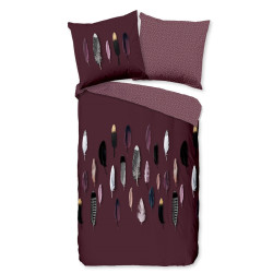 Bomuld Sengesæt Feathers bordeaux med fjer fra MytrendyHome.dk