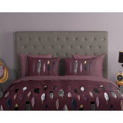 Bomuld Sengesæt Feathers bordeaux med fjer fra MytrendyHome.dk