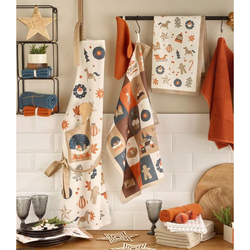 Viskestykker Julekalender Orange med Julepynt fra MyTrendyHome.dk