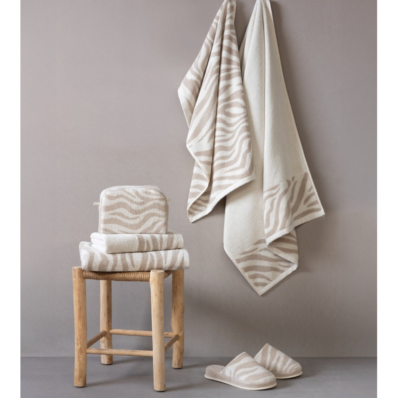 Sand/råhvid Elegante frottéhåndklæder Zebra Soft fra MytrendyHome.dk