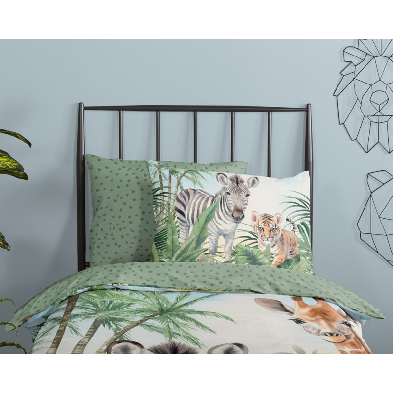 Børnesengetøj Jungle i ren bomuld med Dyr fra MyTrendyHome.dk