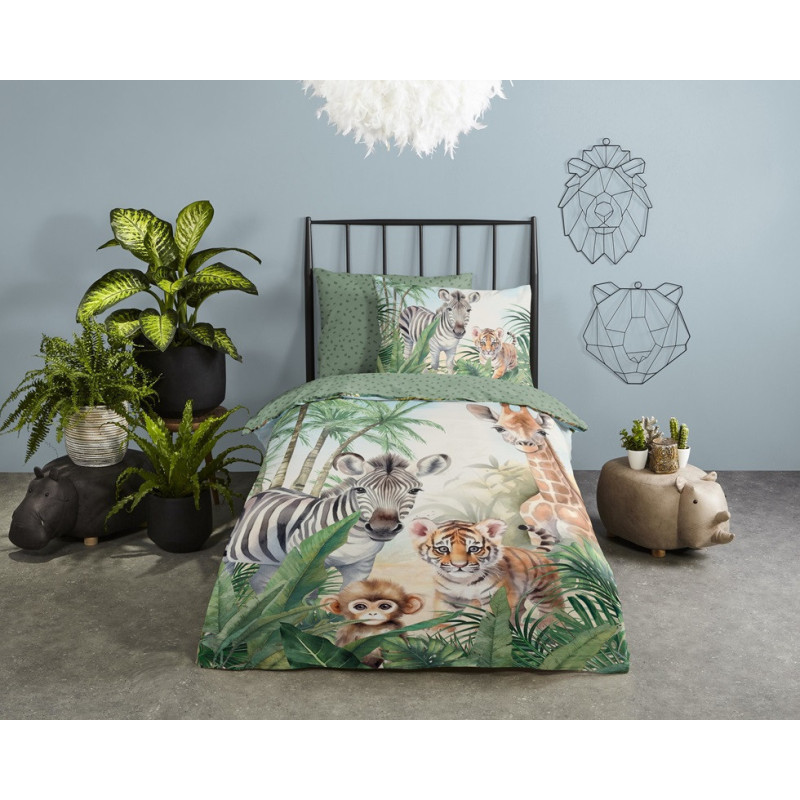 Børnesengetøj Jungle i ren bomuld med Dyr fra MyTrendyHome.dk