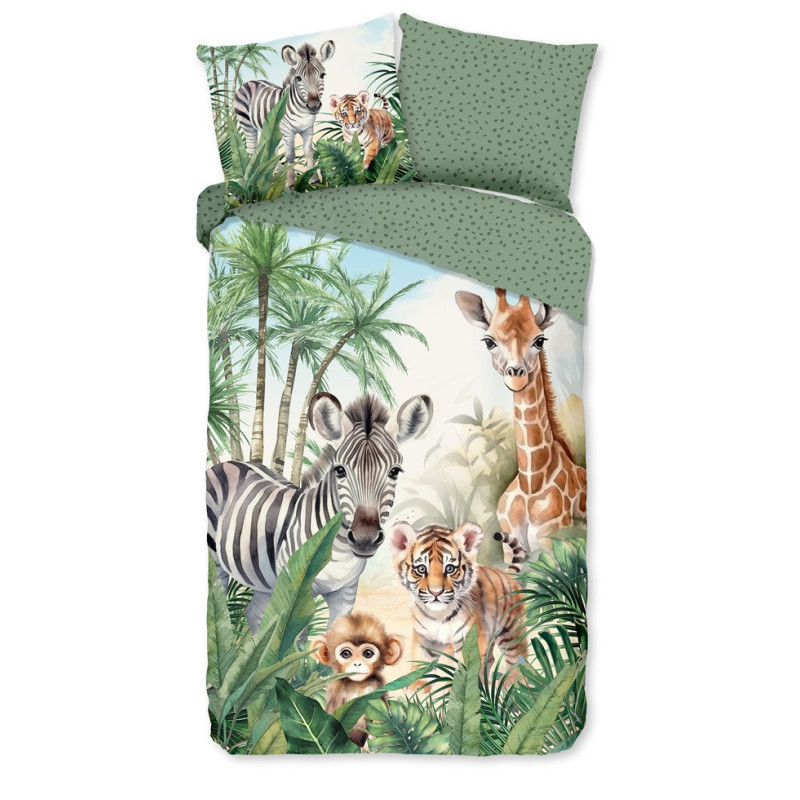Børnesengetøj Jungle i ren bomuld med Dyr fra MyTrendyHome.dk