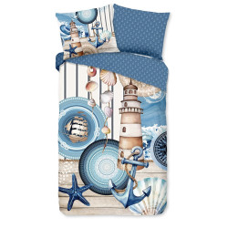 Sengesæt Aldiana med marine motiver i 100% bomuld fra MyTrendyHome.dk