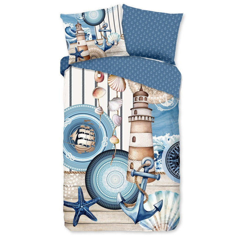 Sengesæt Aldiana med marine motiver i 100% bomuld fra MyTrendyHome.dk
