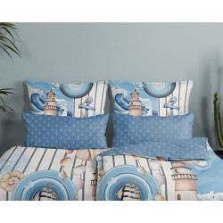 Sengesæt Aldiana med marine motiver i 100% bomuld fra MyTrendyHome.dk