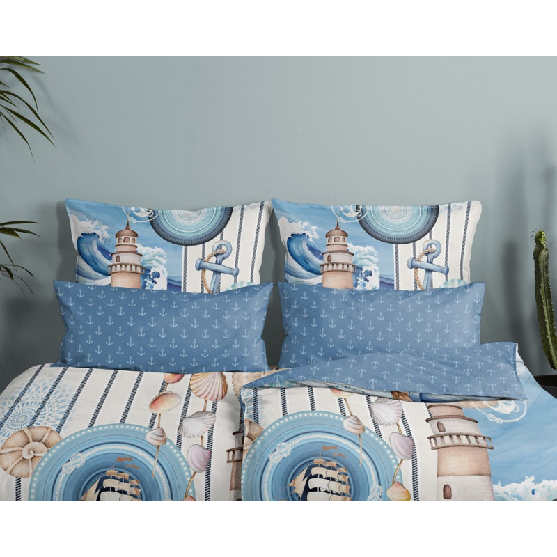 Sengesæt Aldiana med marine motiver i 100% bomuld fra MyTrendyHome.dk