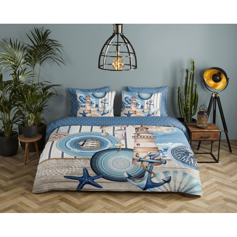 Sengesæt Aldiana med marine motiver i 100% bomuld fra MyTrendyHome.dk