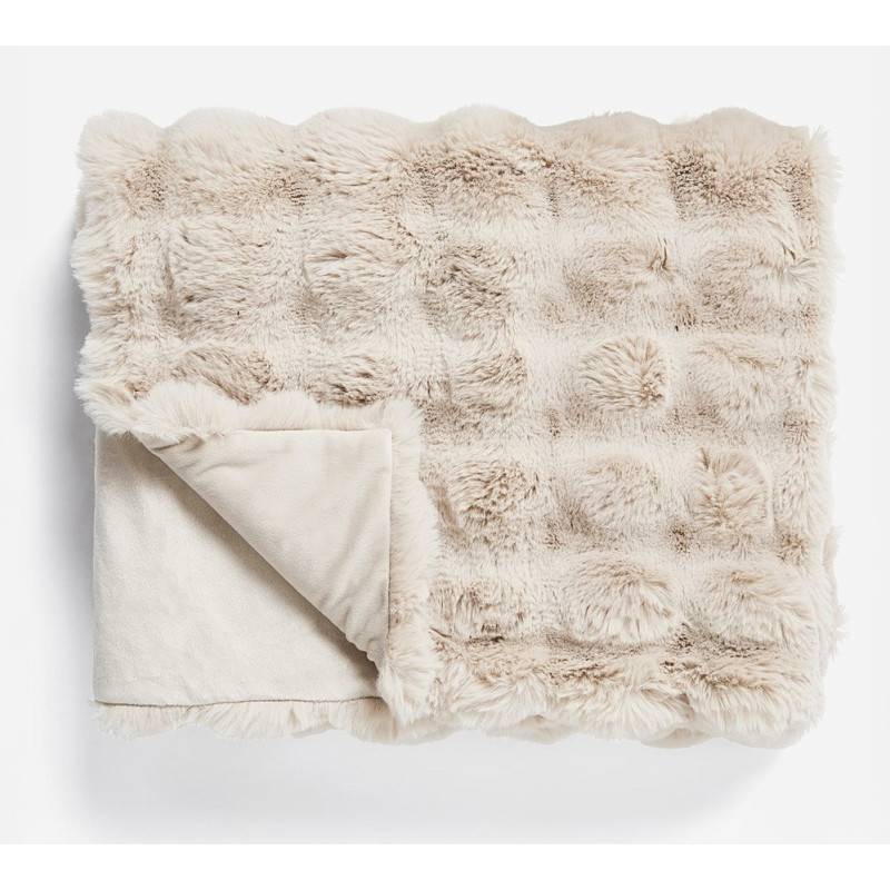 Pom kaninpels plaid Sand 150 x 200 cm fra MyTrendyHome.dk