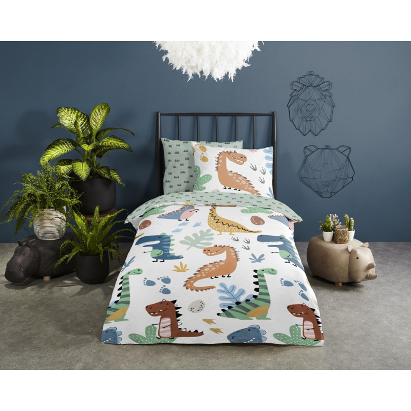 Børnesengetøj Dinopark,100% bomuld med dinosaur fra MyTrendyHome.dk