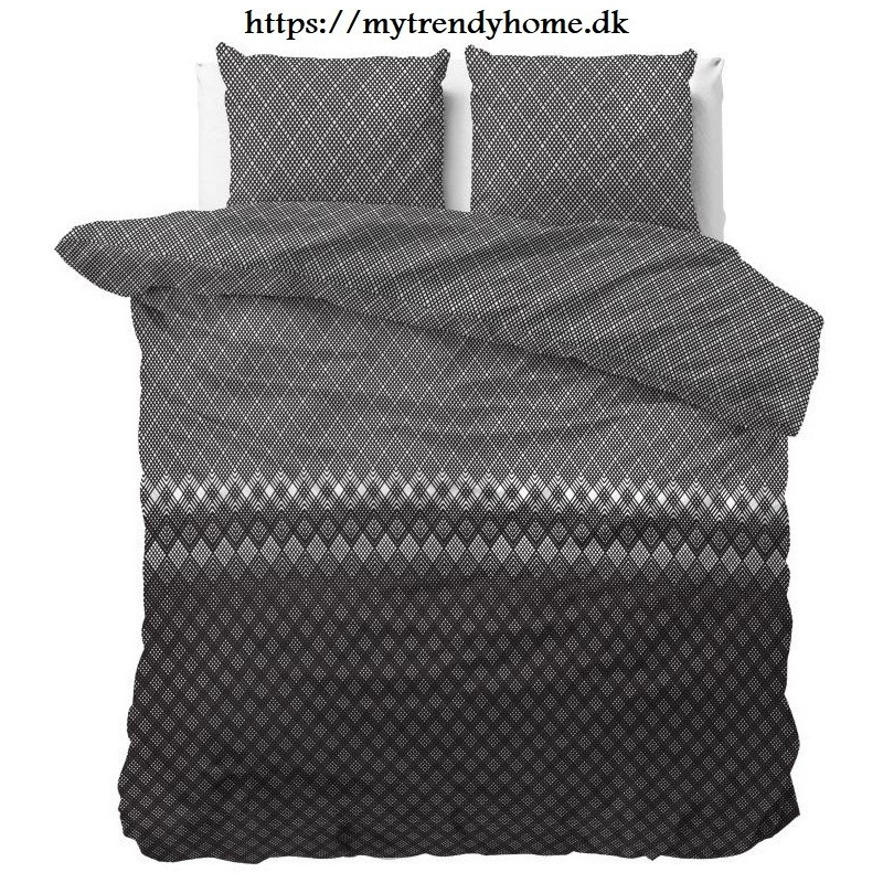 Flonel sengesæt Cheng Anthracite fra MyTrendyHome.dk