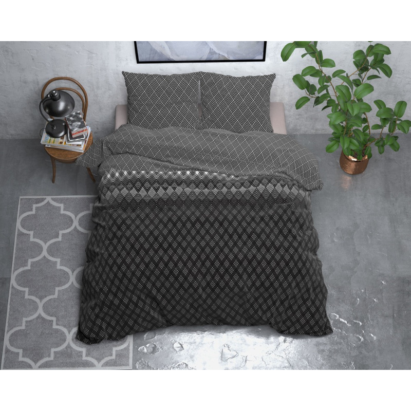 Flonel sengesæt Cheng Anthracite fra MyTrendyHome.dk