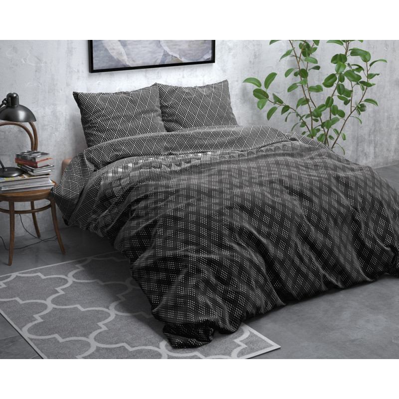 Flonel sengesæt Cheng Anthracite fra MyTrendyHome.dk