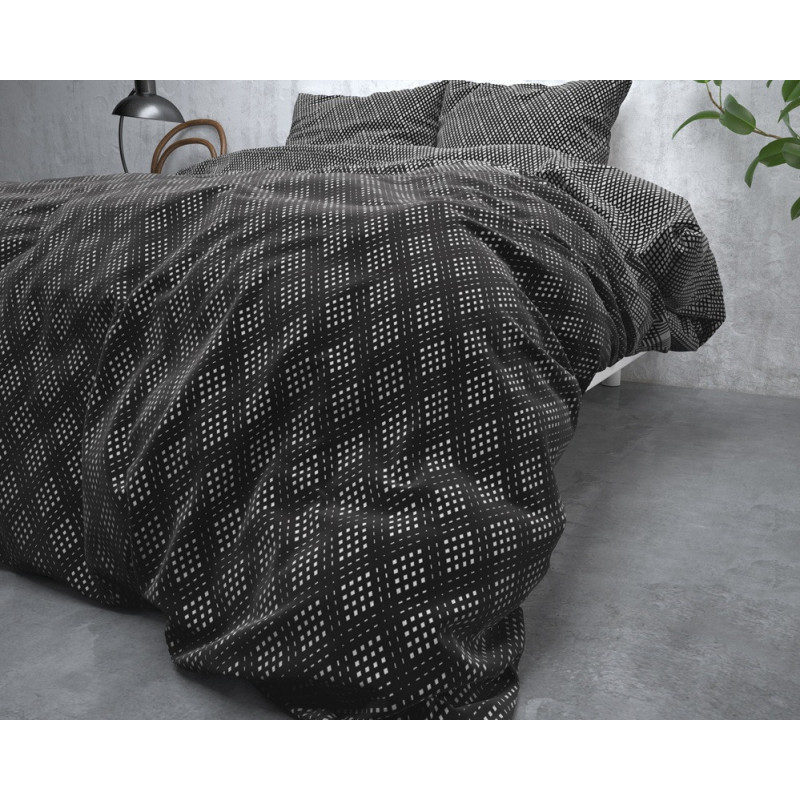 Flonel sengesæt Cheng Anthracite fra MyTrendyHome.dk