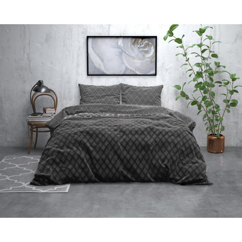 Flonel sengesæt Cheng Anthracite fra MyTrendyHome.dk