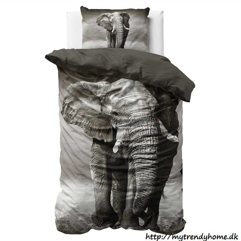 Sengesæt Elegant Elephant Anthracite i ren bomuld fra MyTrendyHome.dk